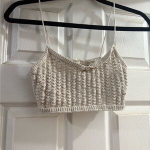 Elegant Cream Knit Crop Top
